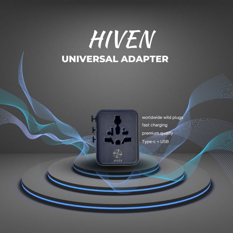 HIVEN Universal Travel Adapter | 6-in-1 Fast Charging Adapter with 3 USB-C & 2 USB-A Ports | 25W Power | Compatible in 150+ Countries | Supports Type C, A, G, I Plugs - Image 3