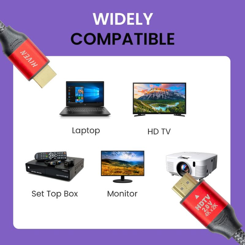 HIVEN High-Speed HDMI Cable 4K Ultra HD(3 meter)-red - Image 4