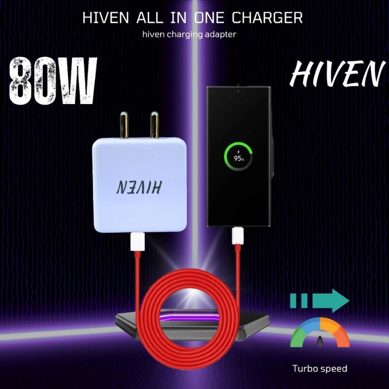 HIVEN SuperVooc 80W Fast Charing Adaptor & Cable Combo - Image 5