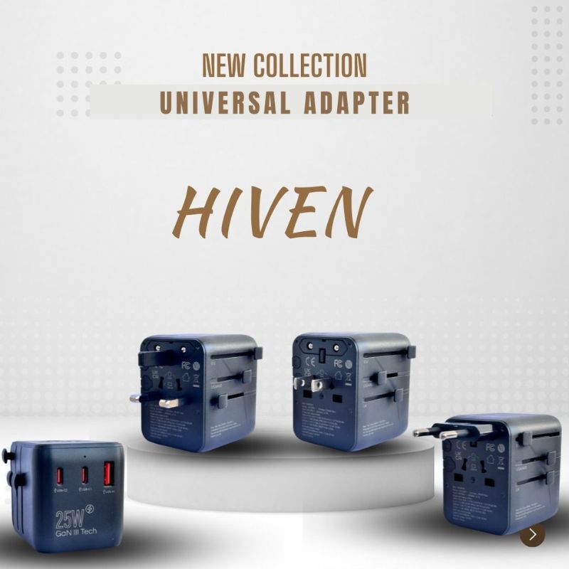 HIVEN Universal Travel Adapter | 6-in-1 Fast Charging Adapter with 3 USB-C & 2 USB-A Ports | 25W Power | Compatible in 150+ Countries | Supports Type C, A, G, I Plugs - Image 6