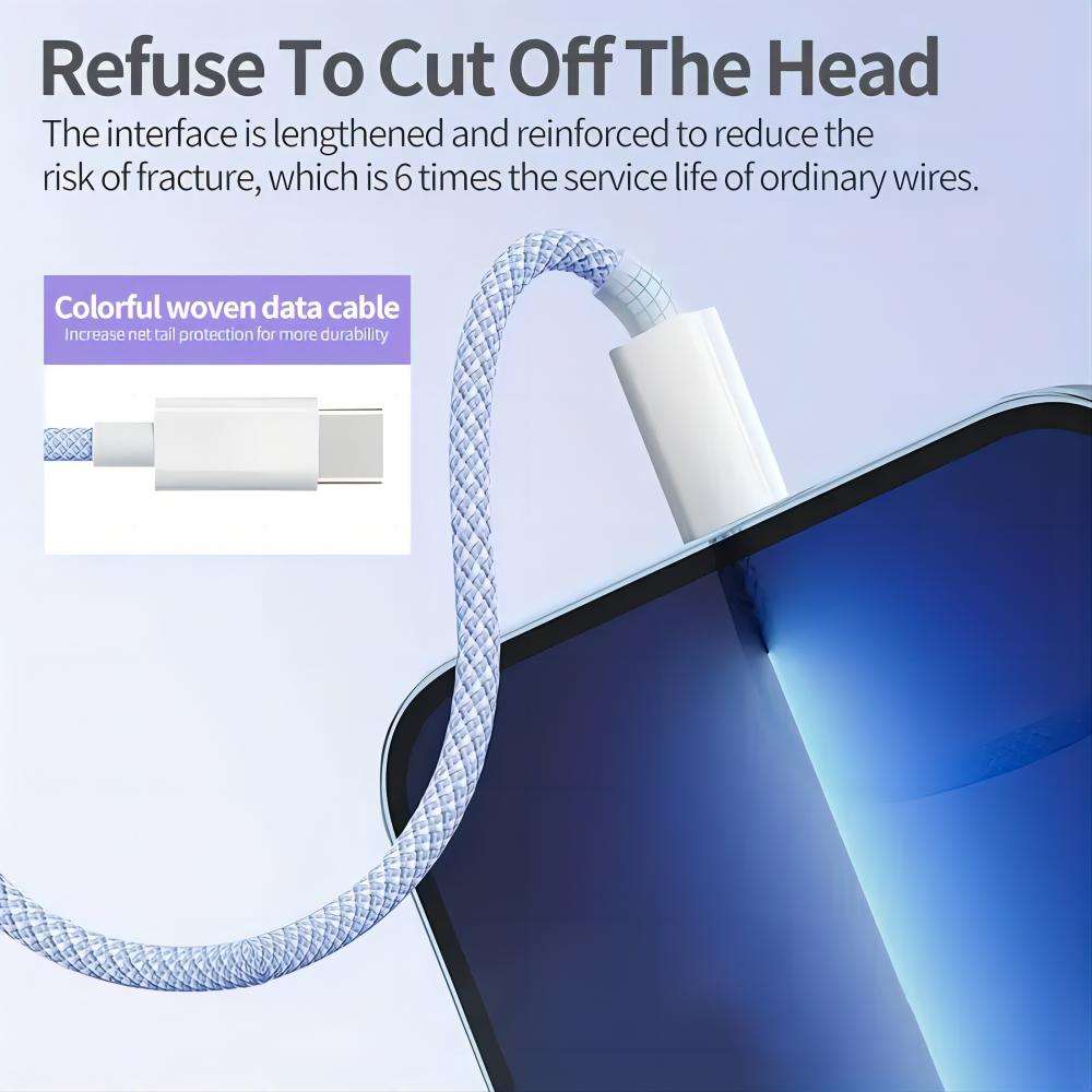 HIVEN Type C to C Fast Charging Cable | 6.5A 65W Power Delivery & SuperVOOC Data Sync (1m Copper Core,Light Blue) - Image 6